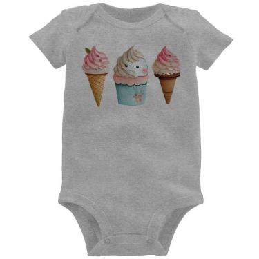 Imagem de Body Bebê Unicórnio Sorvete - Foca na Moda, Cinza, GG