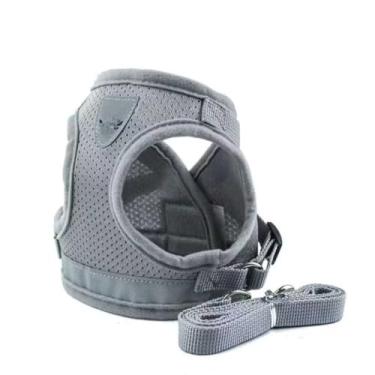 Imagem de Peitoral + Guia para Cachorro Coleira Para Caes Gatos Colete Regulavel Super Confortavel Pet(Modelo 1 - Colete Cinza,G (L))