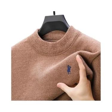 Imagem de Suéter De Luxo De Marca Para Homens, Pulôver De Veludo Com Gola O E Bo
