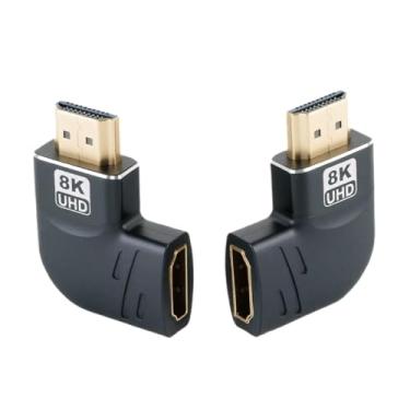Imagem de Tecmojo Adaptador HDMI 2.1 de ângulo reto plano 8K, adaptador HDMI de 90 graus e 270 graus macho para fêmea, suporta 8K @60Hz / 4K @120Hz para HDTV, Xbox, pacote com 2, preto