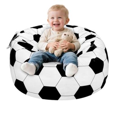 Imagem de Jorbest Cadeira de pufe de futebol para crianças, pufe de 2,2 m, poltrona pequena, com espuma de memória preenchida e luxuosa capa de veludo para meninos e meninas, poltrona de sofá macia com