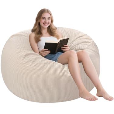Imagem de Jorbest Cadeira Bean Bag para adolescentes e adultos, poltronas com enchimento de espuma viscoelástica e luxuosa capa de veludo cotelê para namorada namorado, poltrona macia de sofá com enchimento