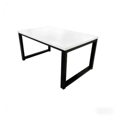 Imagem de Mesinha de Centro Industrial Decorativa - Pés de Ferro + Tampo MDF, Opções Branco, Preto ou Freijó, Ideal para Sala e Ambientes Domésticos (BRANCA)