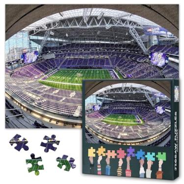 Imagem de Quebra-cabeça de 1000 peças Us Bank Stadium quebra-cabeça olho de peixe vista do estádio jogo de futebol alívio de estresse, inclui pôster de referência, fácil de montar, decoração de parede para casa
