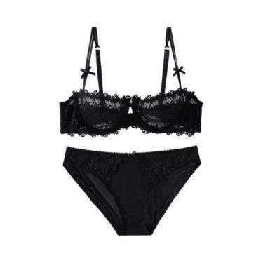 Imagem de Conjunto De Sutiã Sexy De Renda Com Efeito Push-up, Copo Meio, Ultra F
