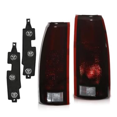 Imagem de CNNELL Luzes traseiras LED compatíveis com Chevy Tahoe Silverado Blazer/Fit GMC Sierra Yukon Suburban 1500 2500 1988-1999/Fit Cadillac Escalade 1999-2000 circuito conector lente fumê caixa preta