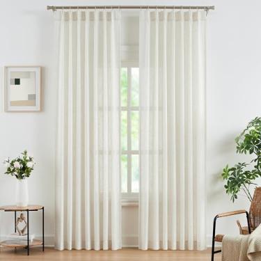 Imagem de WEST LAKE Cortinas plissadas naturais Bailey Pinch para quarto e sala de estar, cortinas de filtragem de luz neuteal com pregas francesas, tratamento de janela moderno, 107 cm L x 112 C, pacote com 2