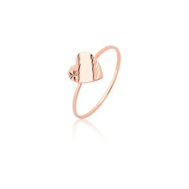 Imagem de Anel Barato Ouro Coração Todo Ouro Rosa Rosé Coleção 10k A15 - MAEHLER