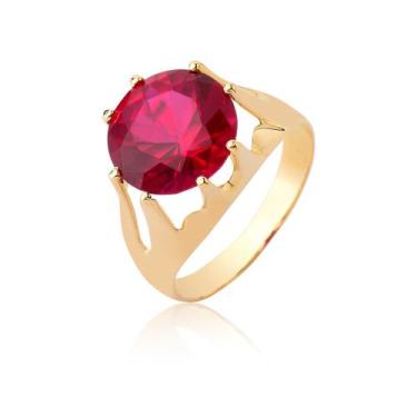 Imagem de Anel Masculino Pedra Redonda Vermelha Ouro Puro 18k A500 - MAEHLER, Do