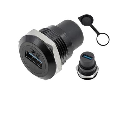 Imagem de 1 unidade de módulo de soquete redondo de metal tipo D RJ45 reto através de rede USB2.0 USB3.0 conector painel montagem HDMI CAT6 (USB3.0 preto e tampa)