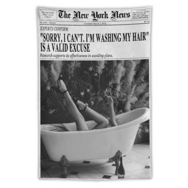 Imagem de Tapeçaria de parede inspirada na imprensa clássica, feminina, arte moderna, preta, branca, decoração pendurada para telha viva, tapeçaria de 40 x 152 cm