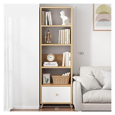 Imagem de Estante de armazenamento de armário pequena, prateleira de chão para sala de estar, quarto, estante pequena e estreita (cor: Cor de borracha 50 x 30 x 120 cm) (cor de borracha 50 x 30 x 180 cm)