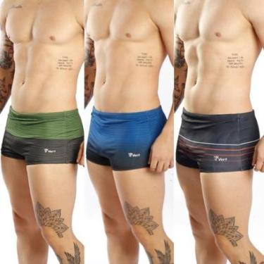 Imagem de Kit 3 Sungas Masculina Boxer Estampadas Forrada Praia Verão-Masculino