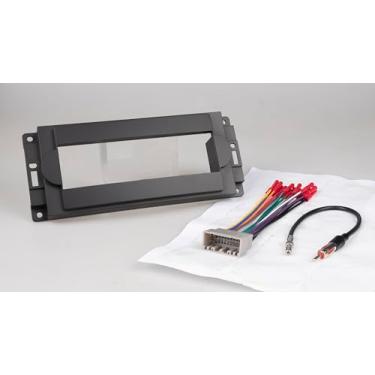 Imagem de NuIth Kit de painel de instalação de rádio Din único com chicote de fiação de rádio para Chrysler 300C/Dodge Ram Charge Dokata/Jeep Cherokee, placa de montagem de rádio Din único para montagem de