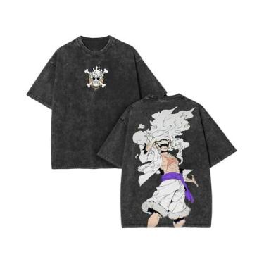 Imagem de Camiseta Unissex Oversized ONE PIECE Nika Luffy Gear5 Harajuku De Algo
