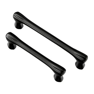 Imagem de BAZAC 2 alças de armário, alças de móveis de gaveta de latão dourado, alças de toucador vintage e puxadores de gaveta, puxadores de porta com parafusos para quarto de armário - Black, 128 mm / 5 pol