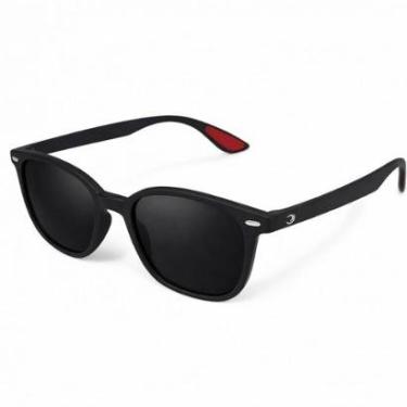 Imagem de Oculos de Sol Preto Skyline Preto Vermelho Elegante Luxo Auto Moto-Unissex