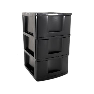Imagem de Gaveteiro de Chão São Bernardo com 3 Gavetas Plástico 33x38x56cm Preto