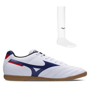Imagem de Kit 1 Chuteira Futsal Masculina Mizuno Morelia Club IN e 1 Meião de Fu