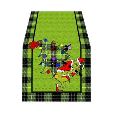 Imagem de Caminho De Mesa De Natal Com Renas E Árvores Verdes, Vários Tamanhos, 