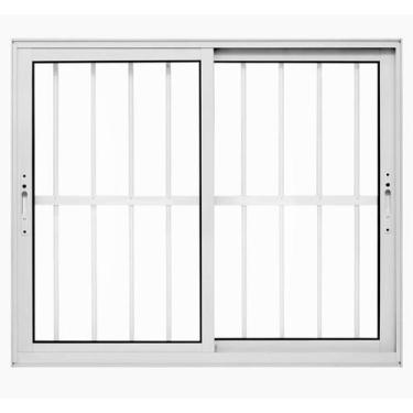 Imagem de Janela de Correr 2 Folhas Max Com Grade Alumínio Branco 100x120 Linha 
