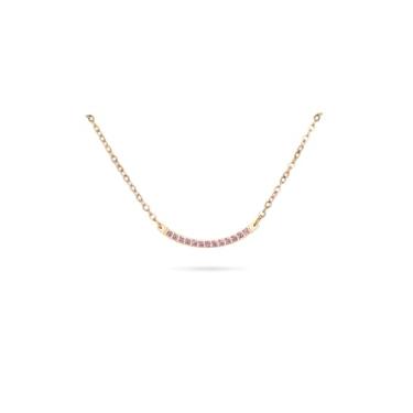 Imagem de PENLYU Colar feminino de zircônia cúbica banhado a ouro 14K | Pingente de barra curvada com design de um quarto de círculo | Presentes de Natal personalizados para amigas, Aço inoxidável, Sem Pedra