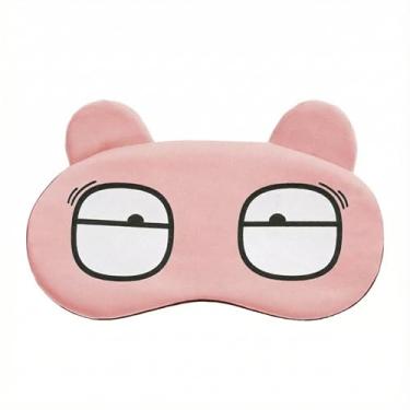 Imagem de Máscara de dormir confortável com bloqueio de luz para viagens para casa e relaxamento com design macio de desenho animado em rosa
