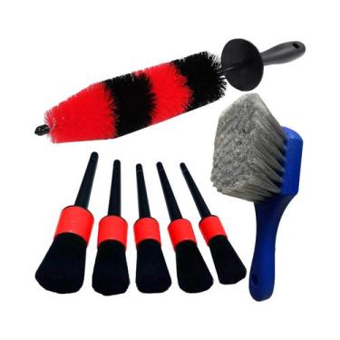 Imagem de Kit De Detalhamento Automotivo: Escova De Roda Com Cerdas Longas, Pano