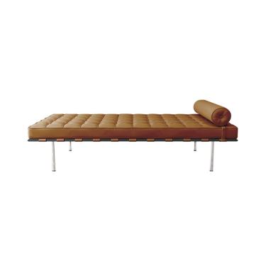 Imagem de Couch Barcelona Cromado Em Couro Natural Caramelo
