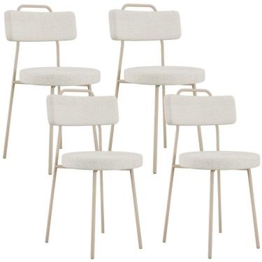 Imagem de Kit 04 Cadeiras Decorativas Estofada Sala Jantar Barcelona Arena L02 Linho Champagne - Lyam