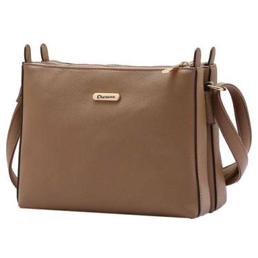 Imagem de Bolsa Feminina Alça Transversal Fixa Divisão Dupla Chenson, Natural, U