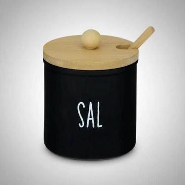 Imagem de Saleiro Doha Em Vidro Tingido E Bambu Com Colher 300ml - Casa Hera Mar