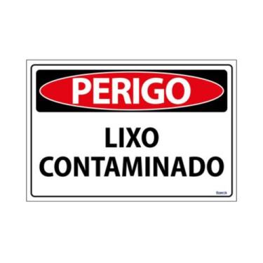 Imagem de Placa De Sinalização Perigo Lixo Contaminado 30x20 Ecom IA - SP104 F9e