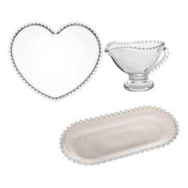 Imagem de Kit Em Cristal Pearl Prato, Molheira E Travessa - Wolff
