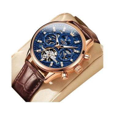 Imagem de Relógio Mecânico Automático Masculino Skeleton Tourbillon À Prova d'Ág