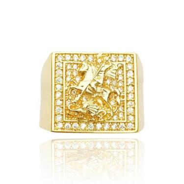 Imagem de Anel São Jorge Cravejada Banhado a Ouro 18k - Tropical Joias, 24, Ouro