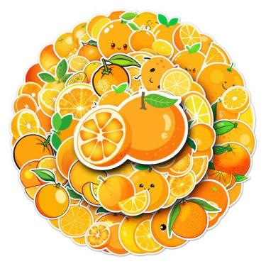Imagem de Adesivos: frutas, laranja, anime, desenho animado, PVC, 50 unidades - 