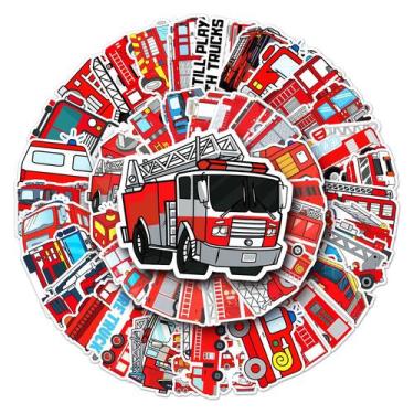 Imagem de Adesivos Fire Truck 50 peças de vinil impermeável para decoração - yiw