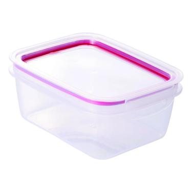 Imagem de Pote para Mantimentos Hermético Plasútil Trava Mais Retangular Vermelho 910ml