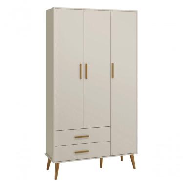 Imagem de Guarda-roupa Retrô 3 Portas Isis Areia Fosco - Moveisaqui