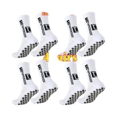 Imagem de Meias De Futebol Femininas De Cano Médio, 4 Pares, Antiderrapantes, Re
