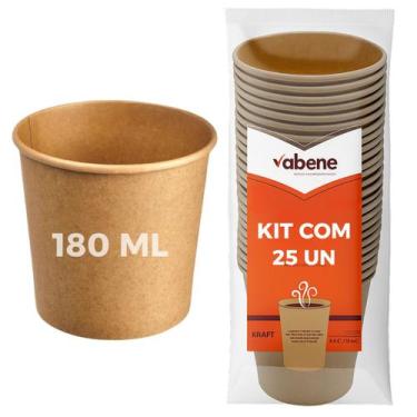 Imagem de Copo De Papel 25un 240ml Kraft Térmico Descartável Ecologico Kraft - V