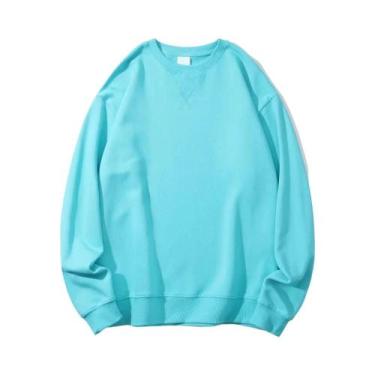 Imagem de Suéter De Algodão Pesado De Manga Longa Com Gola Redonda 380g Vintage 