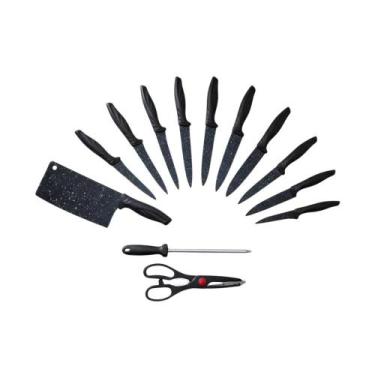 Imagem de Conjunto de Facas Mônaco 16 Peças Cozinha Churrasco do Chef Cutelo Pão