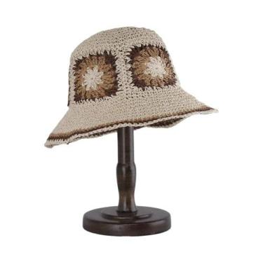 Imagem de Chapéu De Palha Feminino De Verão Com Proteção UV, Viseira De Crochê P
