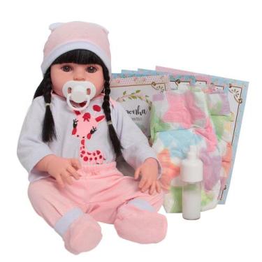 Imagem de Bebê Reborn Boneca Realista Morena 46cm Girafinha Com Itens - Cegonha 