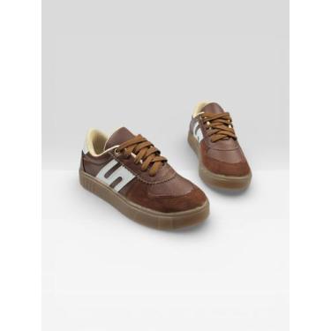 Imagem de Tênis Casual Feminino Com Recortes E Cadarço Marrom - CLOSET, Terra, 3