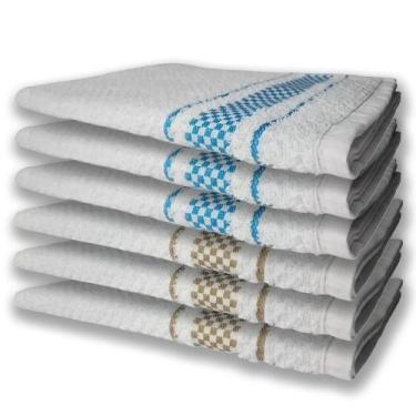 Imagem de 6 Panos De Prato Atoalhado Felpudo Premium Azul+Marrom - TOALHAS SHOW