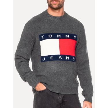 Imagem de Blusa Tommy Hilfiger Masculina Regular Melange Flag Chumbo-Masculino