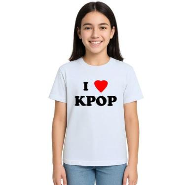 Imagem de Camiseta I Love KPOP Amor K-Pop Estampa Personalizada - Use P4, Branco
